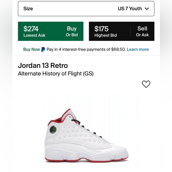 Fair Youth Sz 7Y Jordan 13 Retro Sneakers Alternative History Of Flight In White - Picture 3 of 15